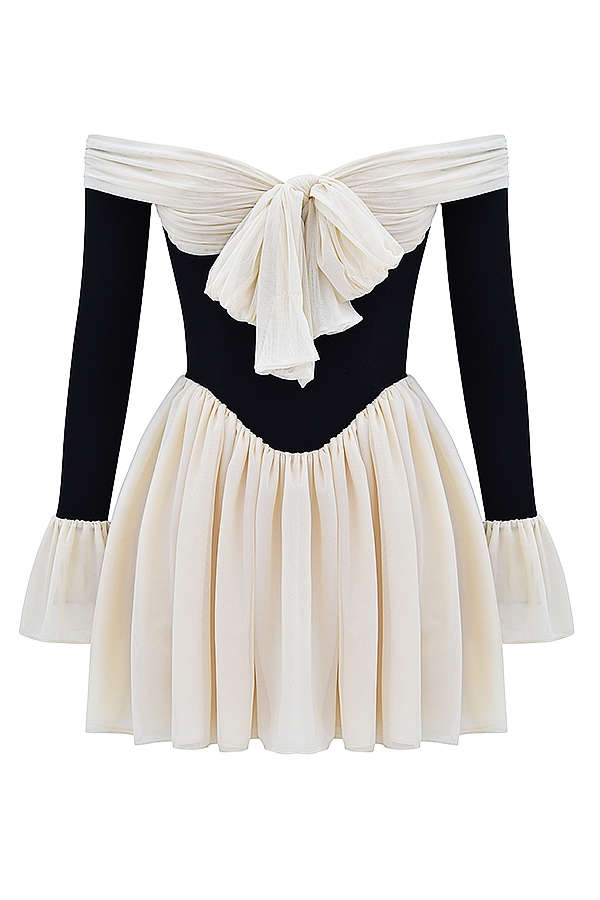 Alana  Black & Cream Off Shoulder Dress — image 12