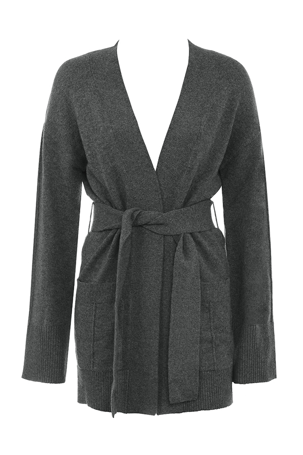 Alaia  Charcoal Cashmere Blend Belted Cardigan — image 11