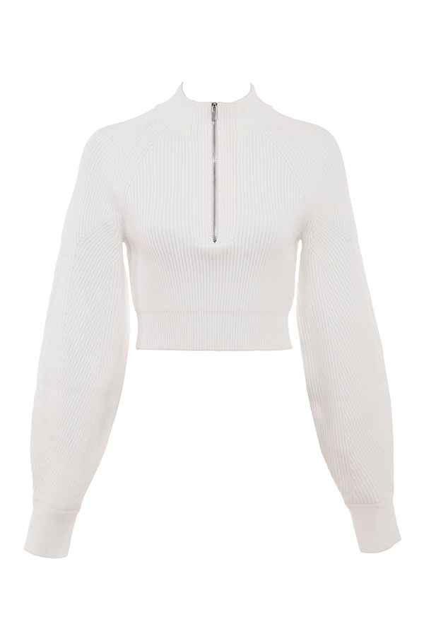 Reeva  White Balloon Sleeve Ribbed Sweater — image 12