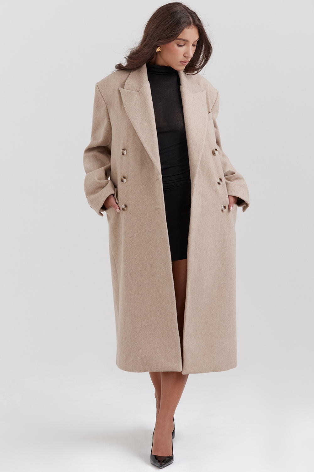 Carter  Oatmeal Double Breasted Coat — image 3