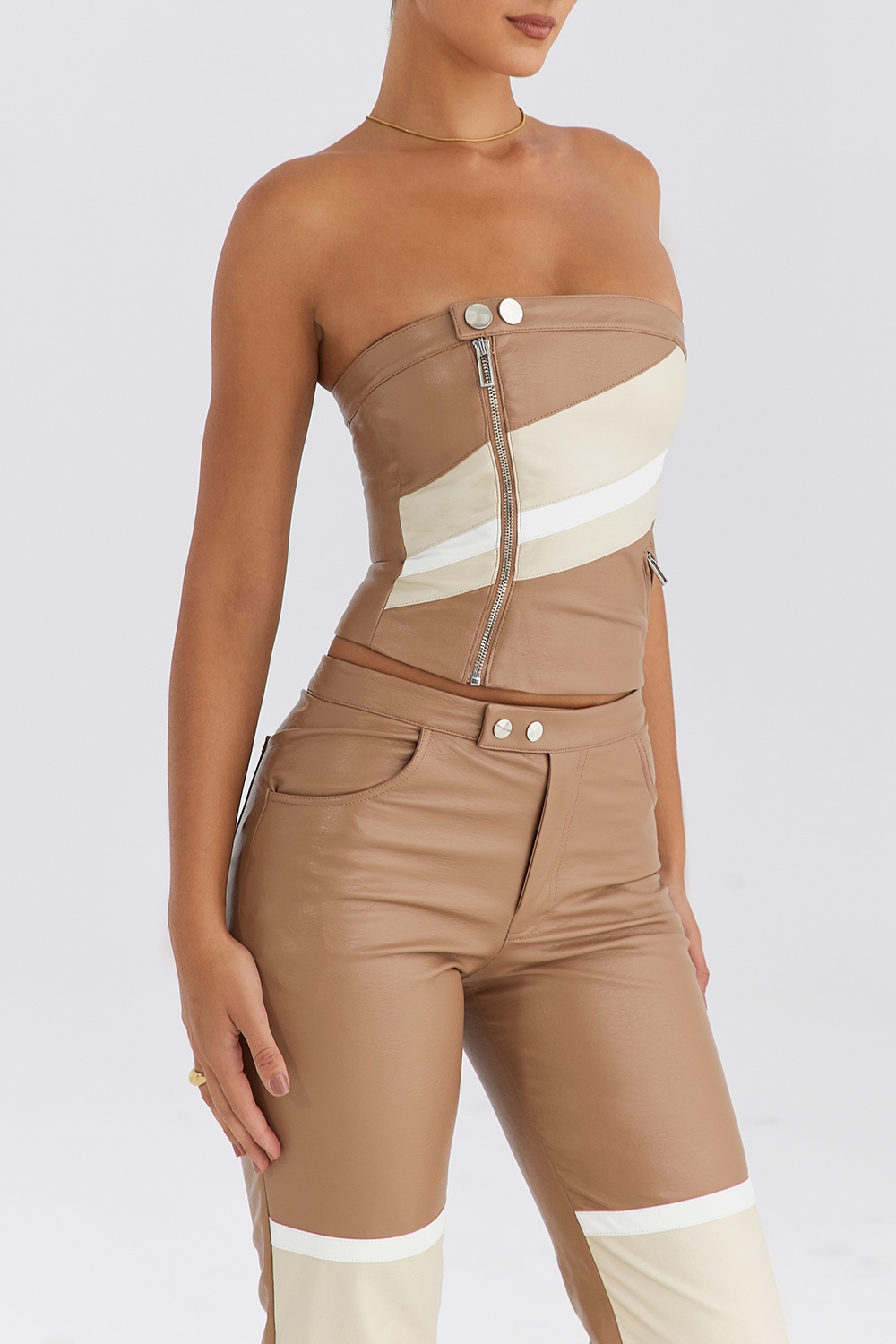Mistress Rocks Nutmeg Vegan Leather Strapless Top - SALE — image 7