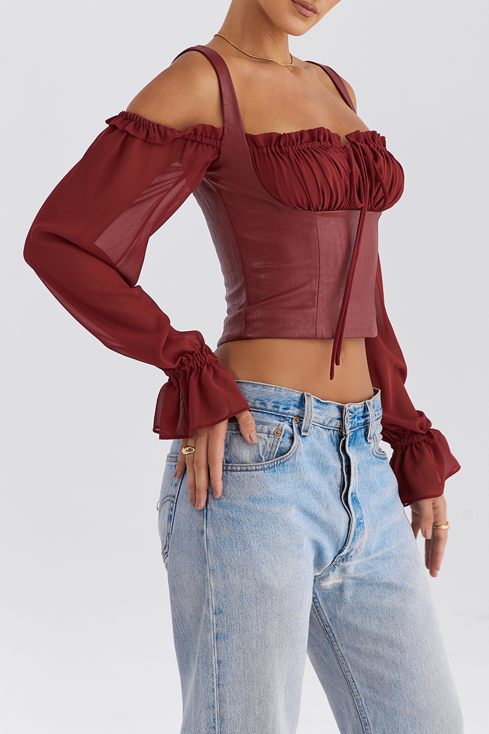 Mistress Rocks Mahogany Puff Sleeve Corset - SALE — image 7