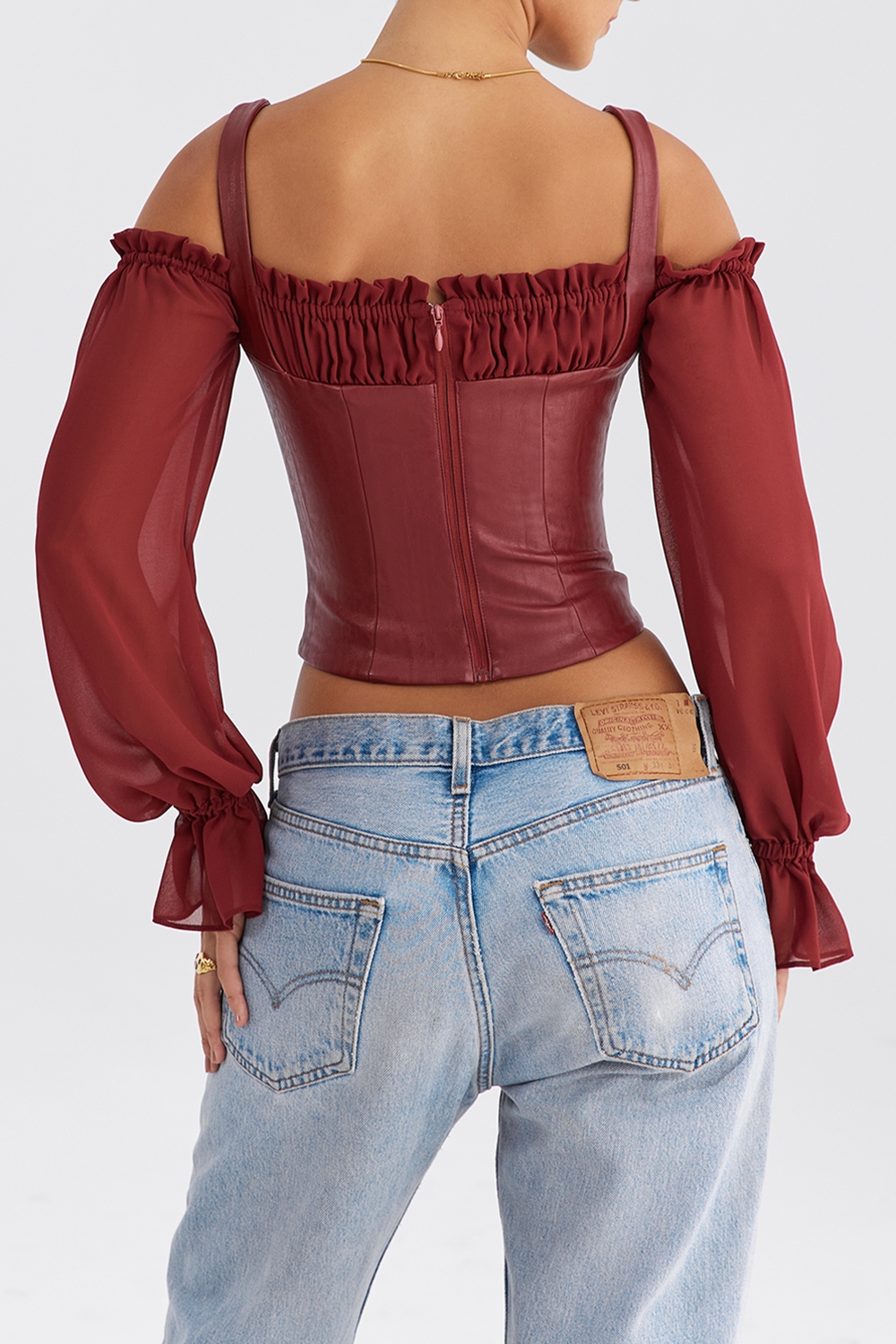 Mistress Rocks Mahogany Puff Sleeve Corset - SALE — image 9