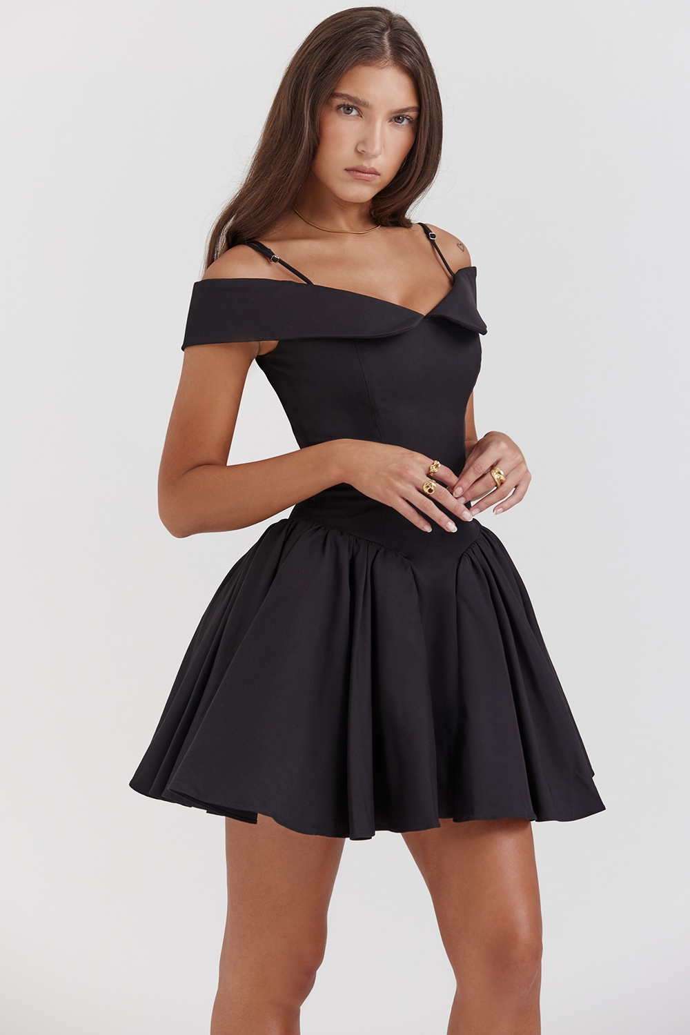 Elida  Black Off Shoulder Mini Dress — image 6