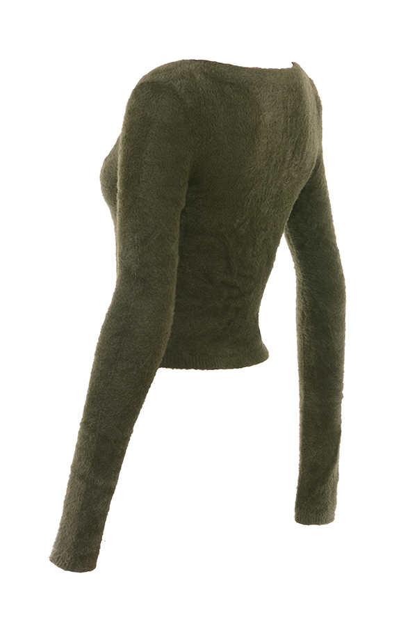 Gene  Khaki Soft Fluffy Knit Cardigan — image 15