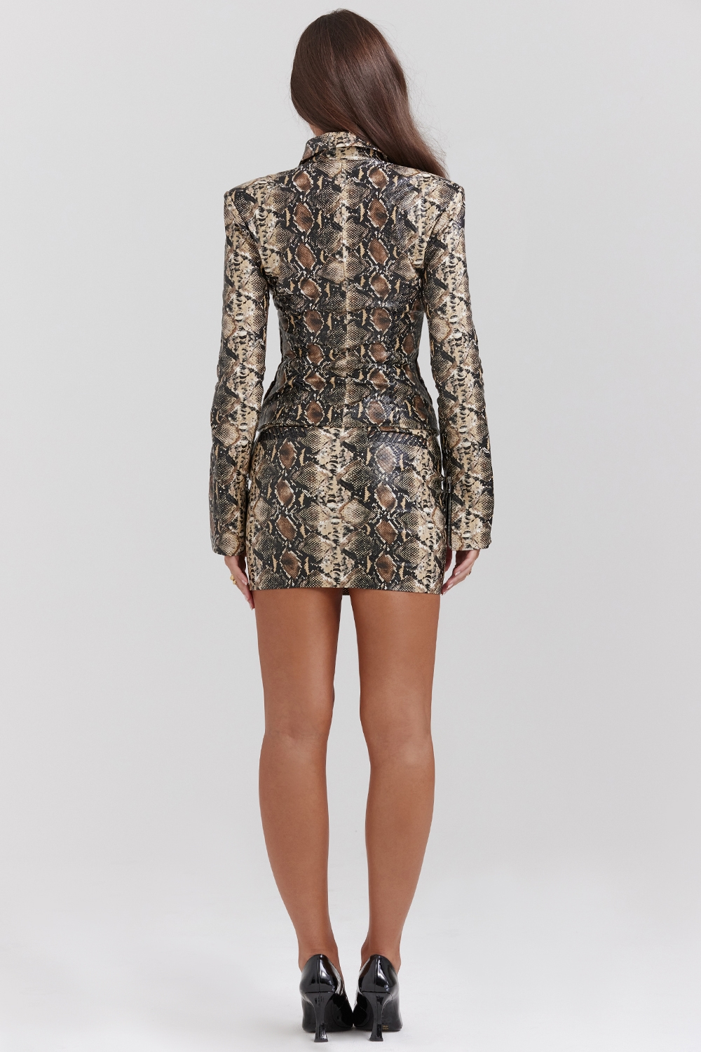 Lena  Snake Print Vegan Leather Skirt — image 10