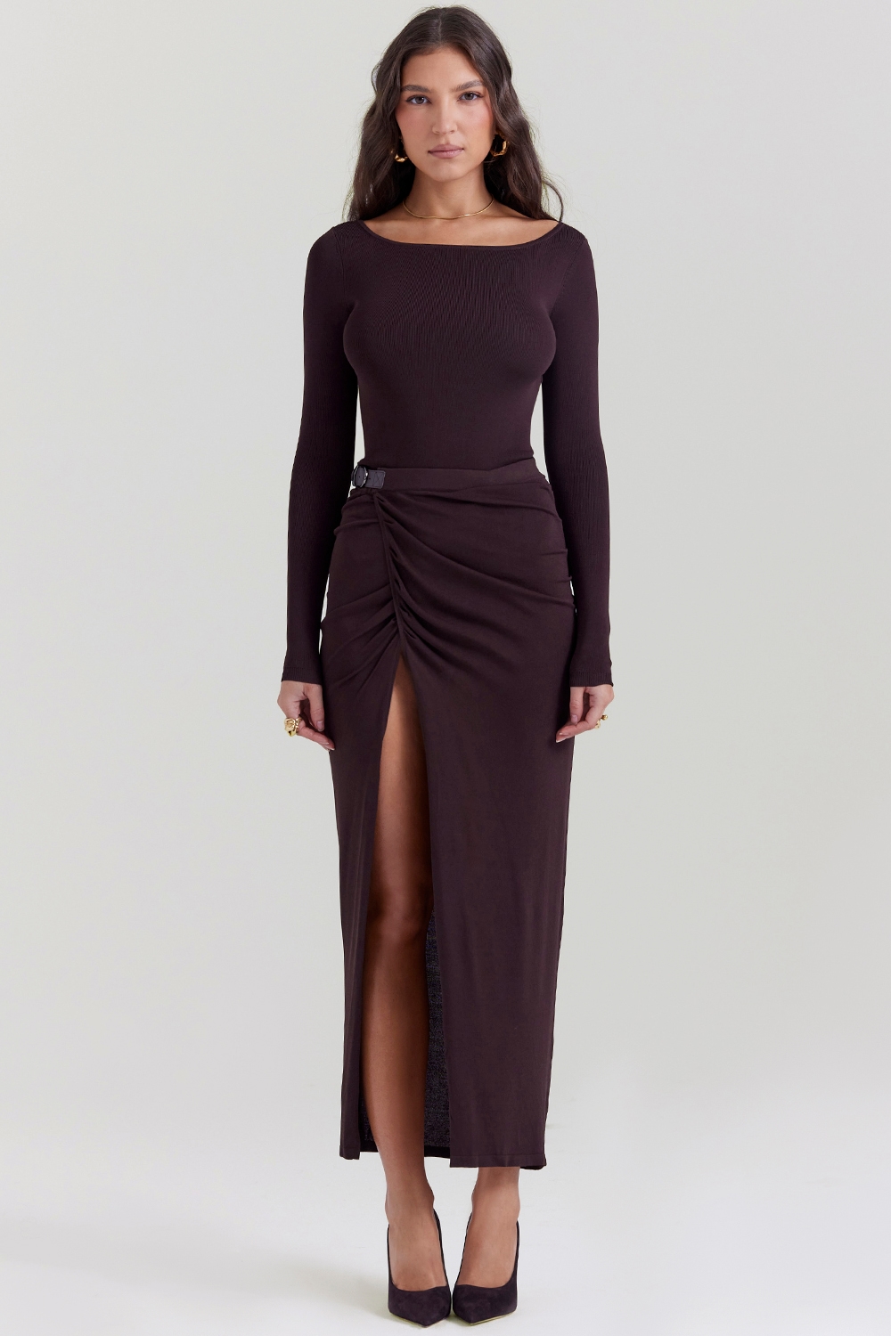 Lilas  Espresso Knit Midi Skirt — image 3