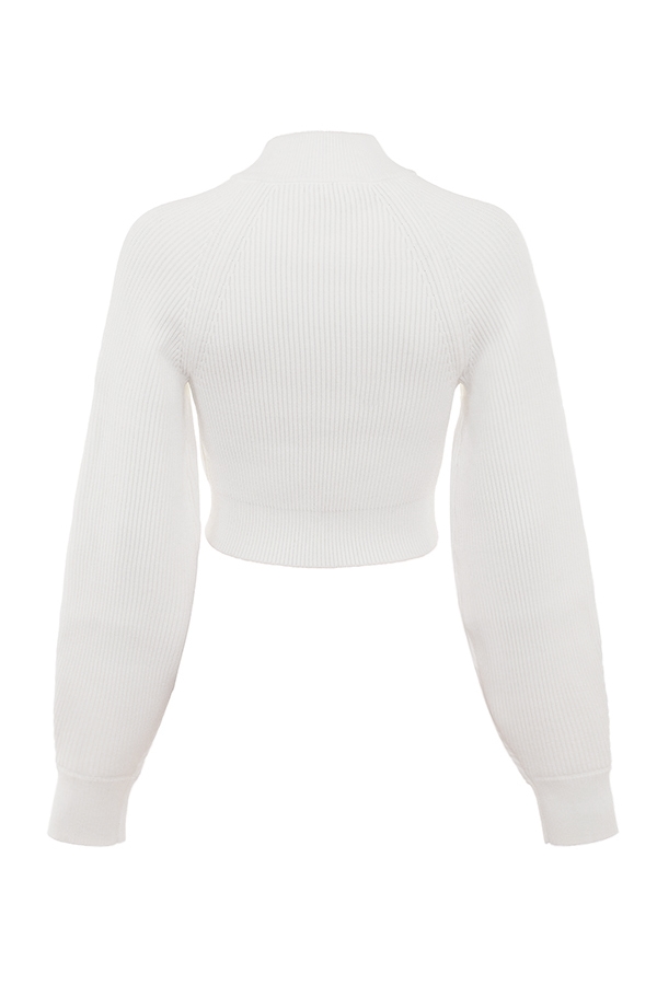 Reeva  White Balloon Sleeve Ribbed Sweater — image 14
