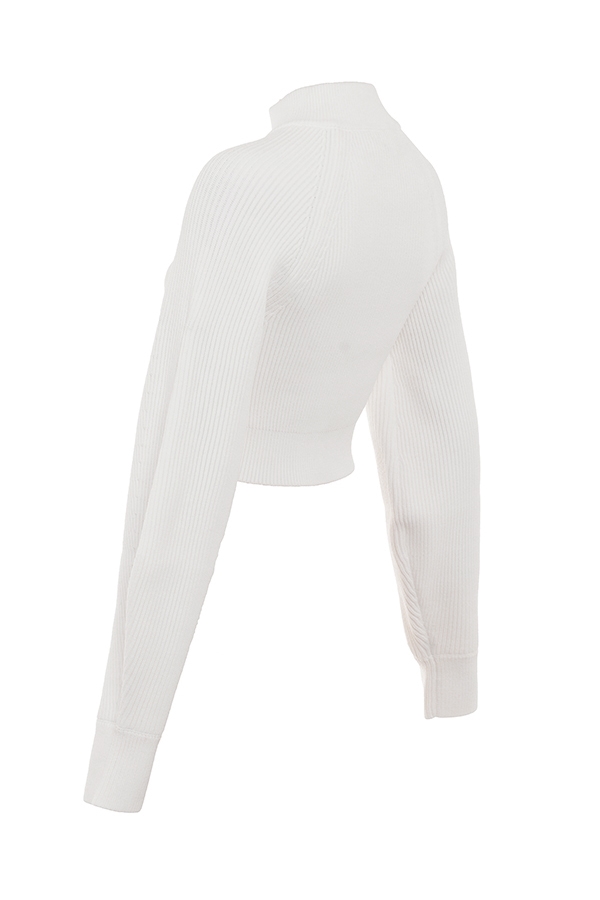 Reeva  White Balloon Sleeve Ribbed Sweater — image 13