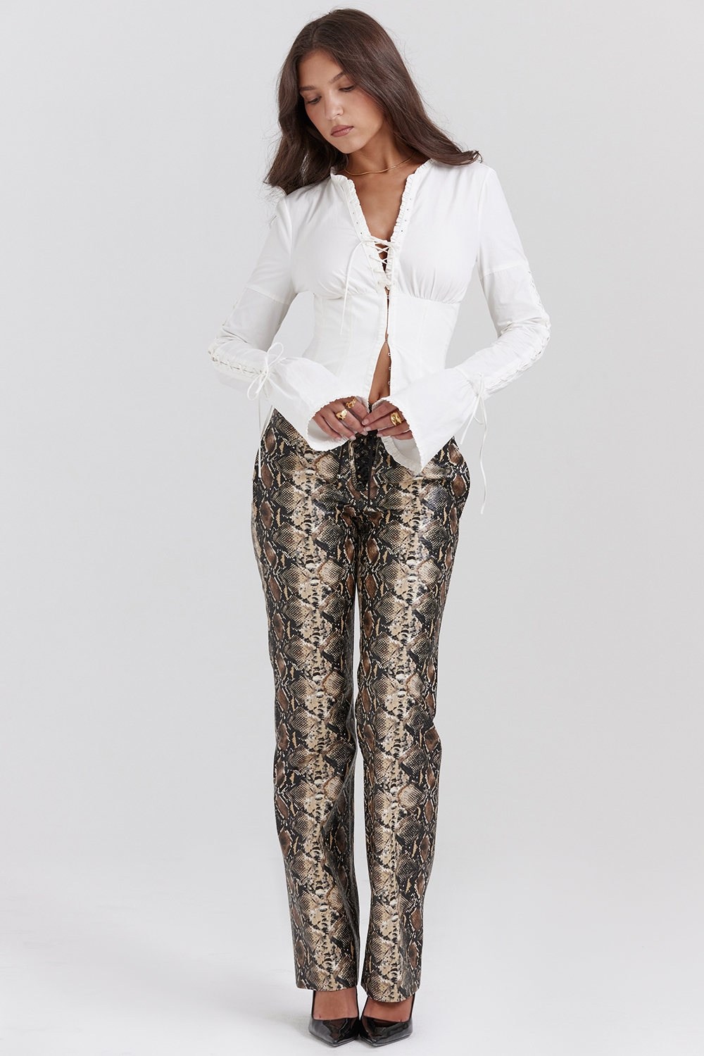Serina  Snake Print Vegan Leather Trousers — image 5
