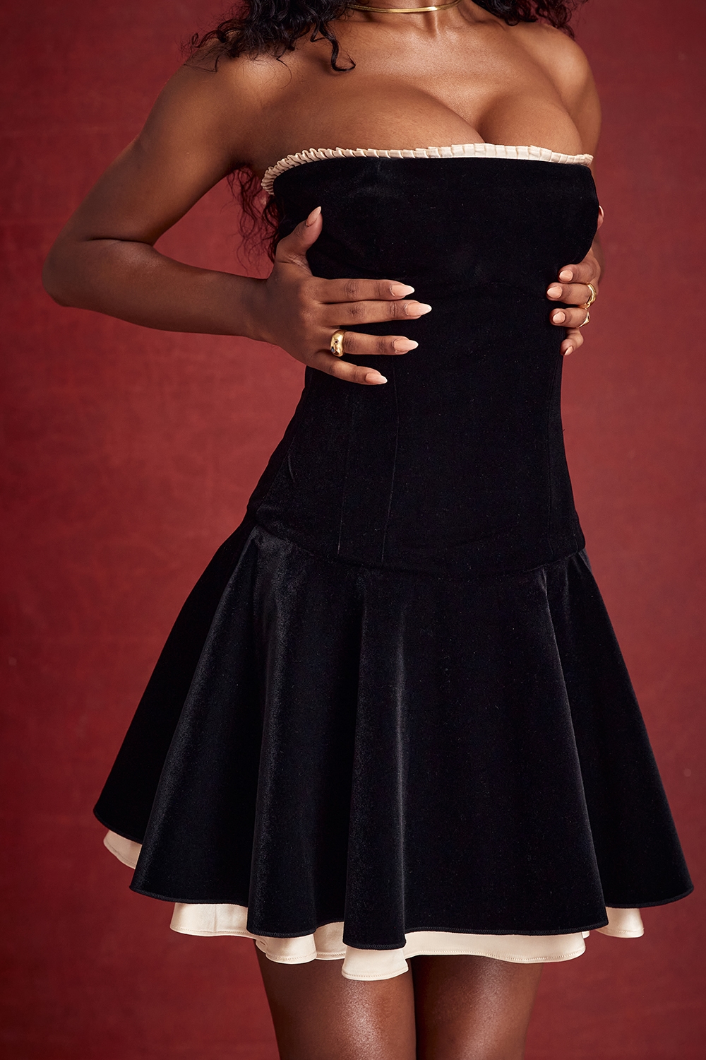 Marilla  Black Velvet Strapless Dress — image 10