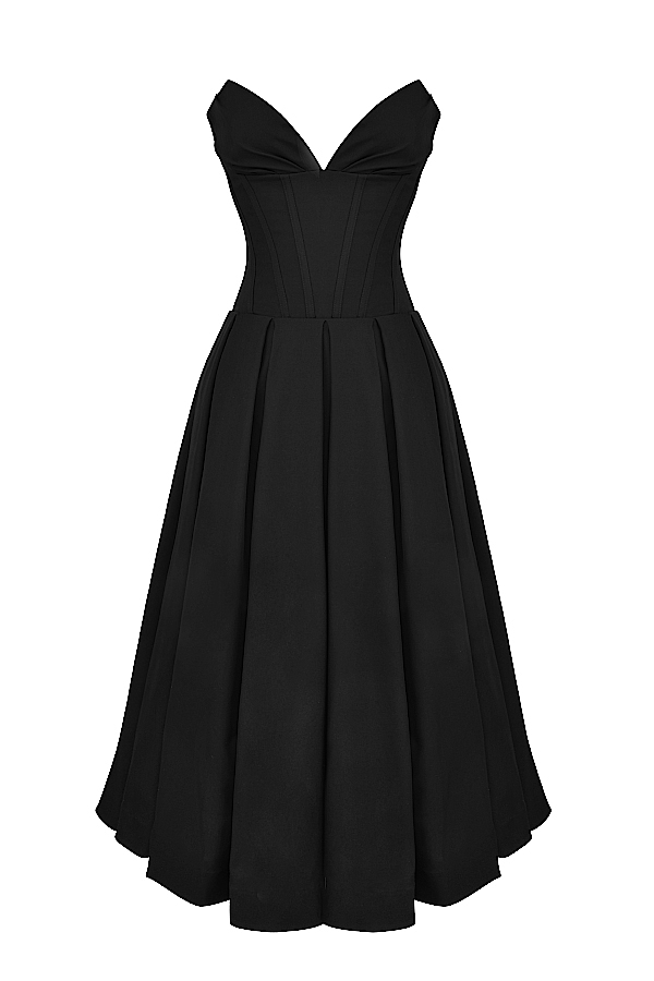 Lady  Black Strapless Midi Dress — image 14