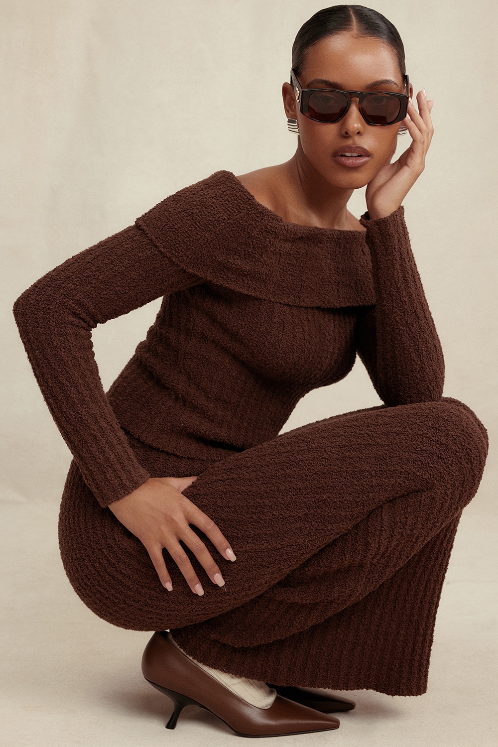Saffron  Chocolate Soft Boucle Knit Top — image 8