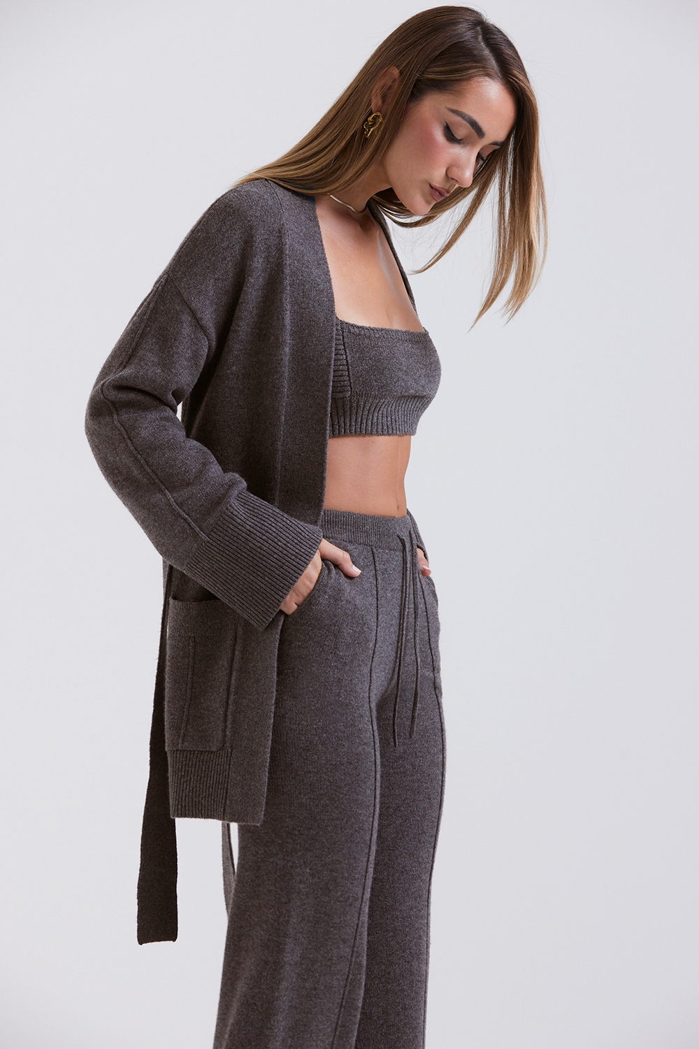 Alaia  Charcoal Cashmere Blend Belted Cardigan — image 7