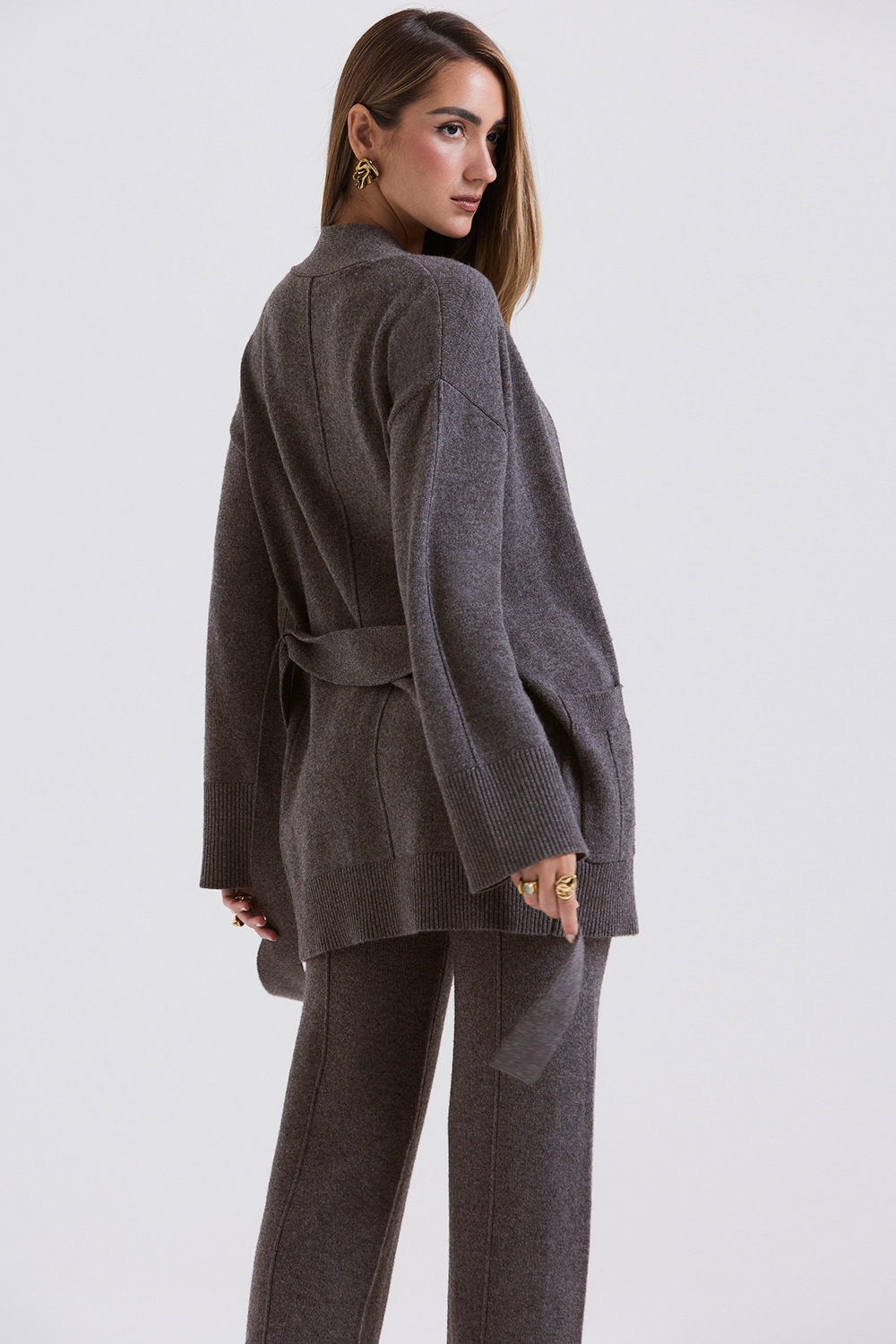 Alaia  Charcoal Cashmere Blend Belted Cardigan — image 8