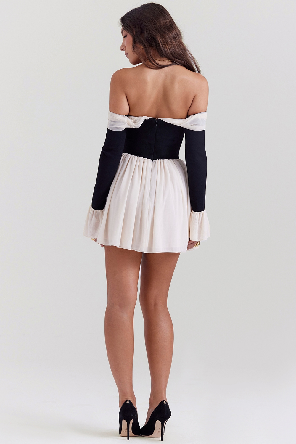 Alana  Black & Cream Off Shoulder Dress — image 9