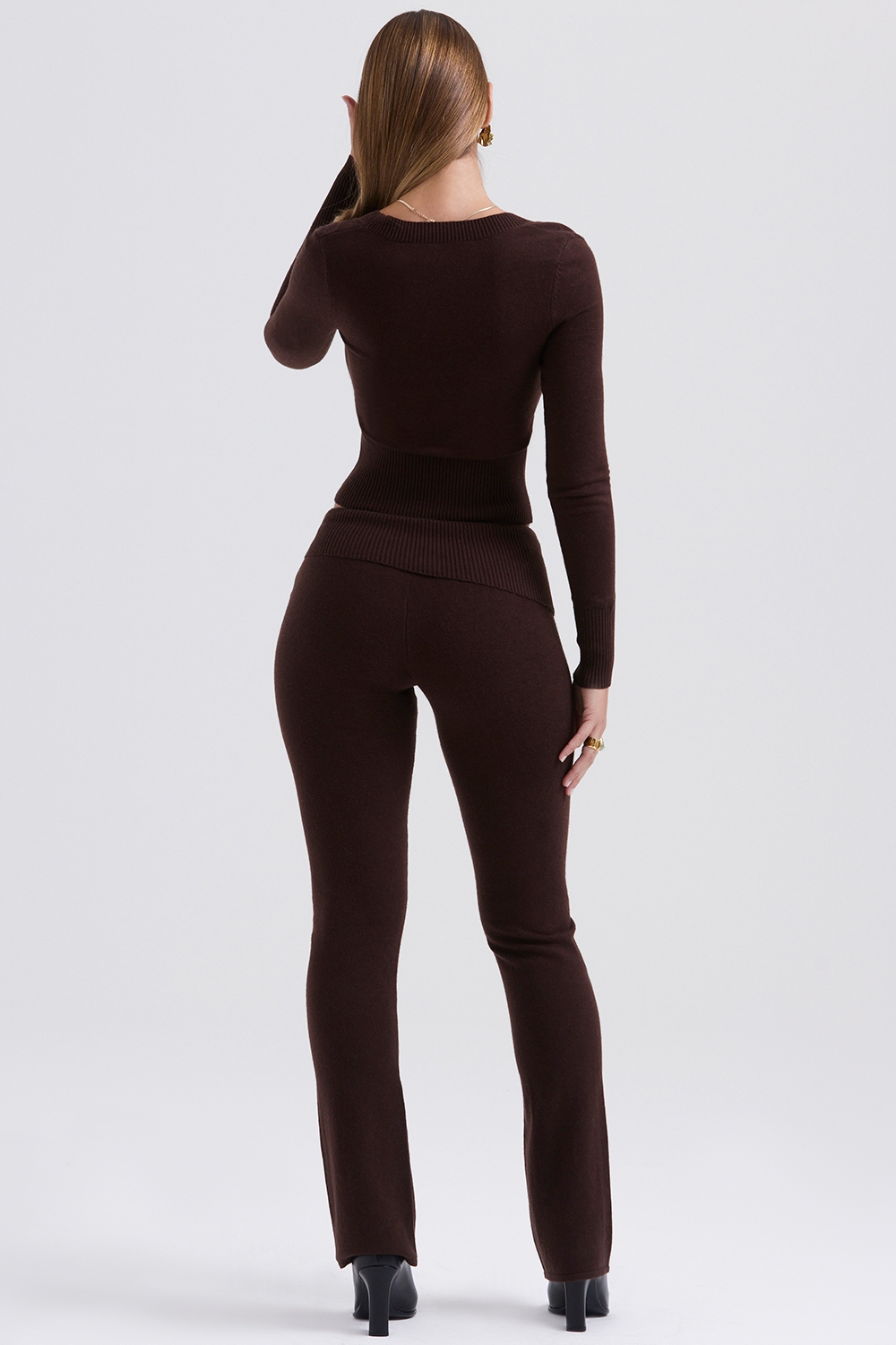 Ama  Chocolate Cashmere Blend Trousers — image 8