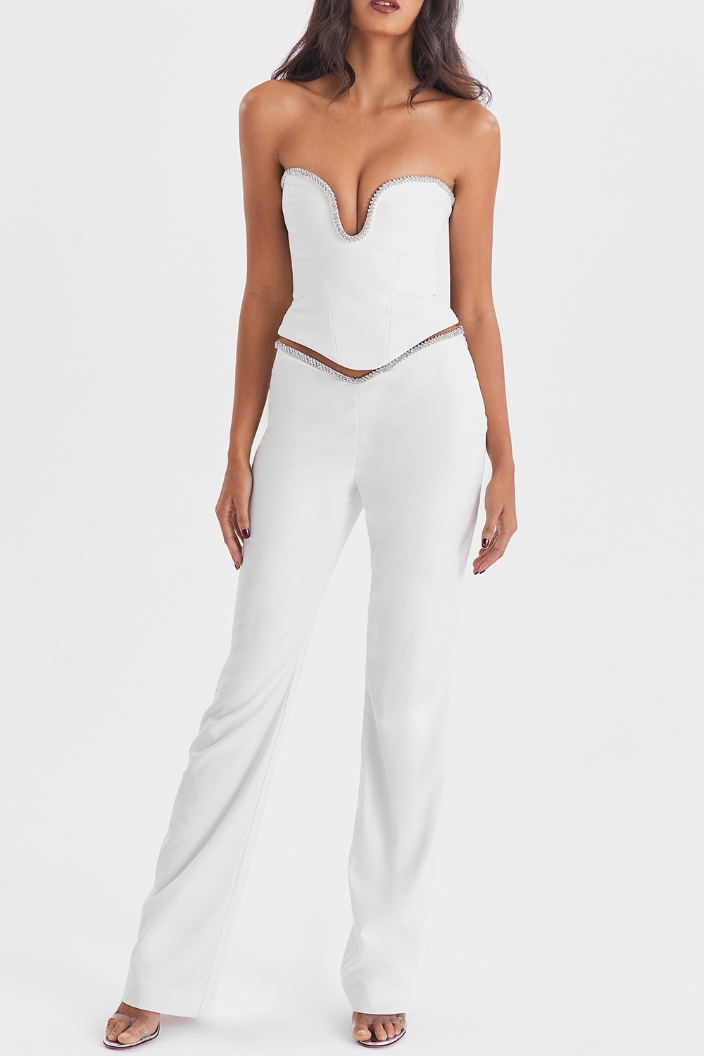 Mistress Rocks Ivory Crystal Embellished Trousers - SALE — image 3