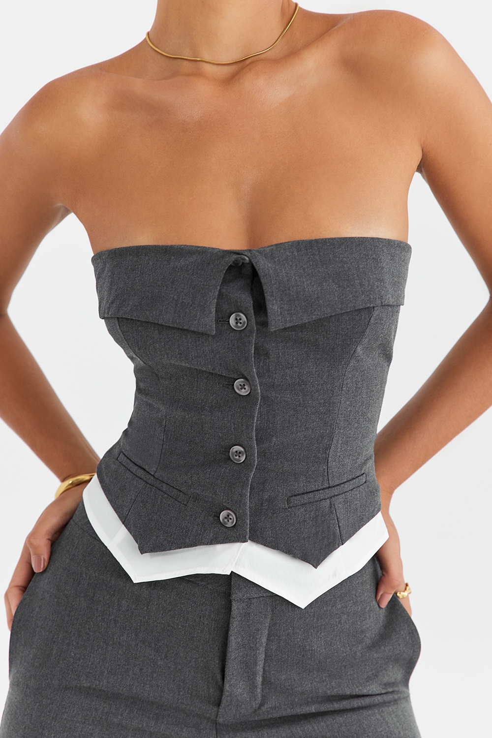 Mistress Rocks Slate Strapless Top - SALE