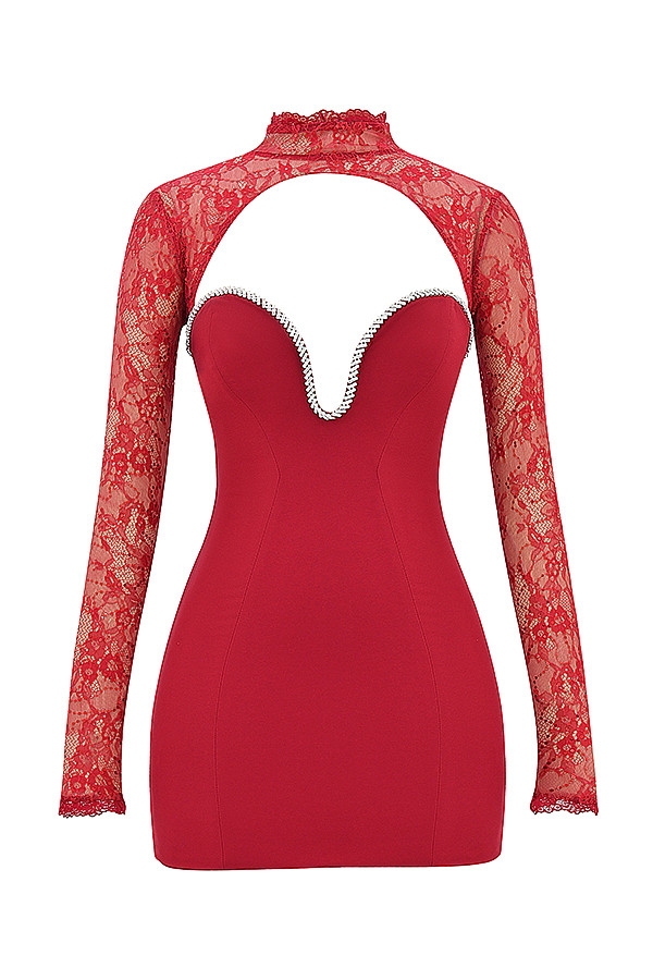 Mistress Rocks Cranberry Crystal Trimmed Mini Dress - SALE — image 13