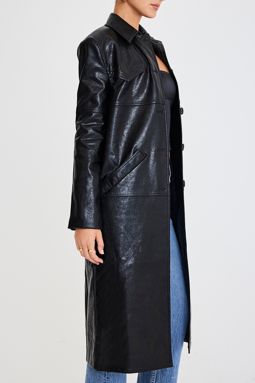 Mistress Rocks Black Tailored Vegan Leather Coat - SALE — image 7