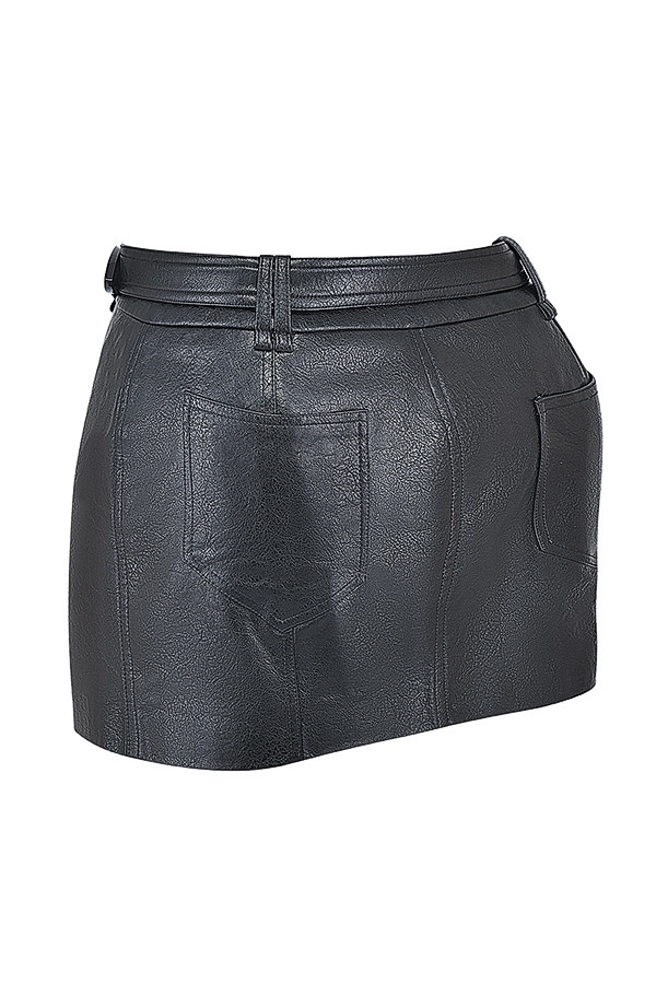 Mistress Rocks Black Belted Vegan Leather Mini Skirt - SALE — image 13