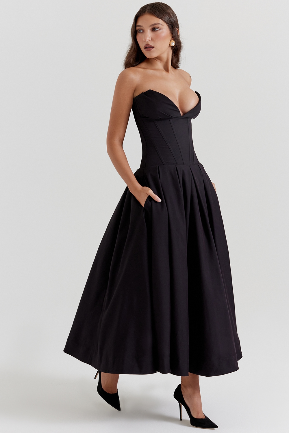 Lady  Black Strapless Midi Dress — image 8