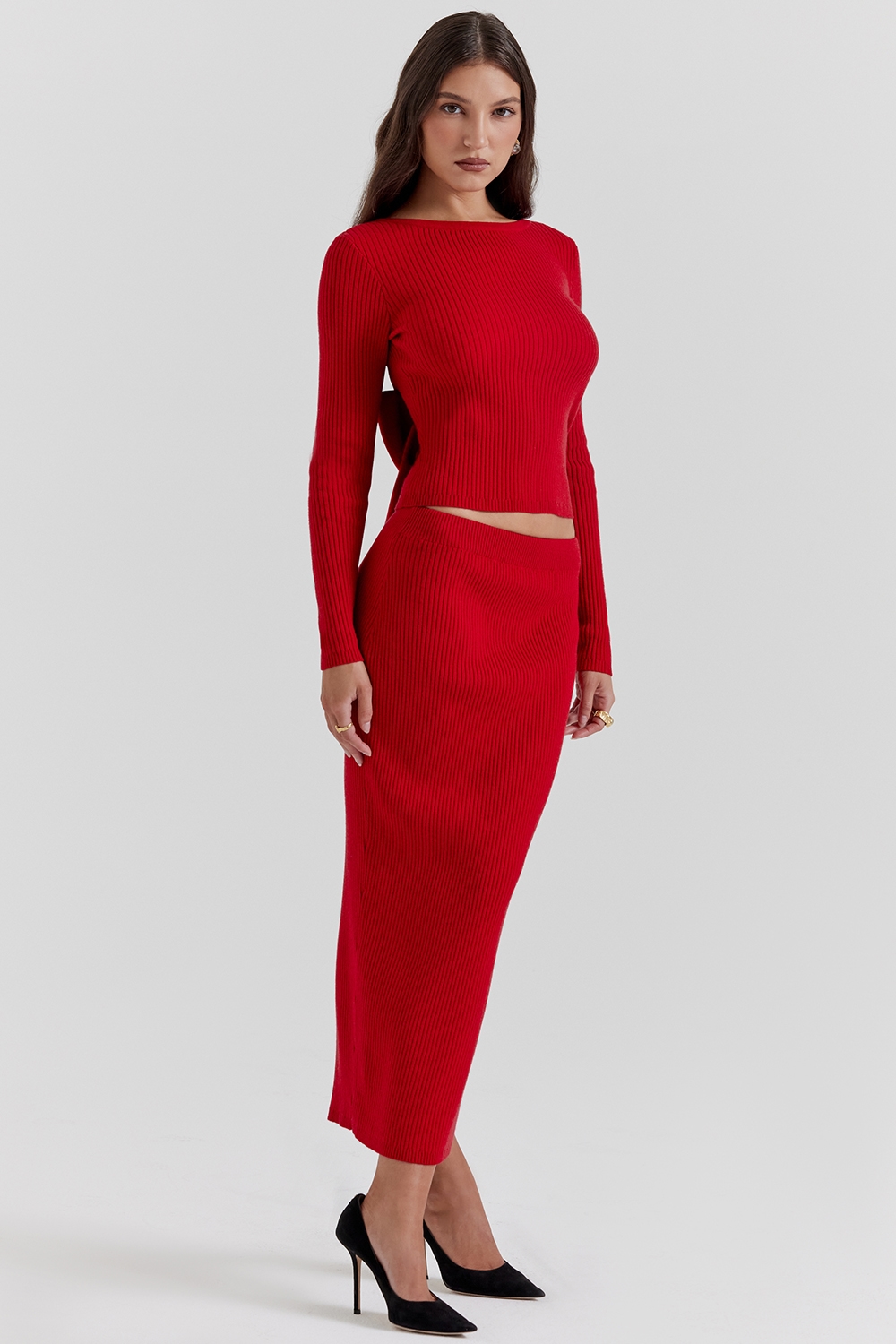 Lourdes  Scarlet Cashmere Blend Maxi Skirt — image 7