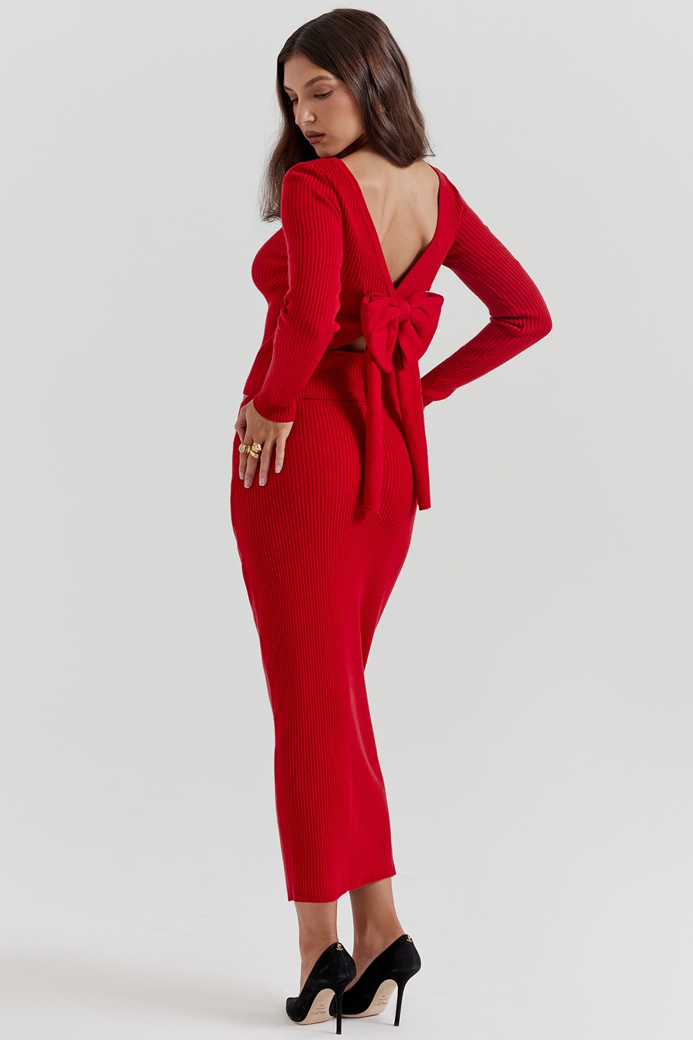 Lourdes  Scarlet Cashmere Blend Maxi Skirt — image 8