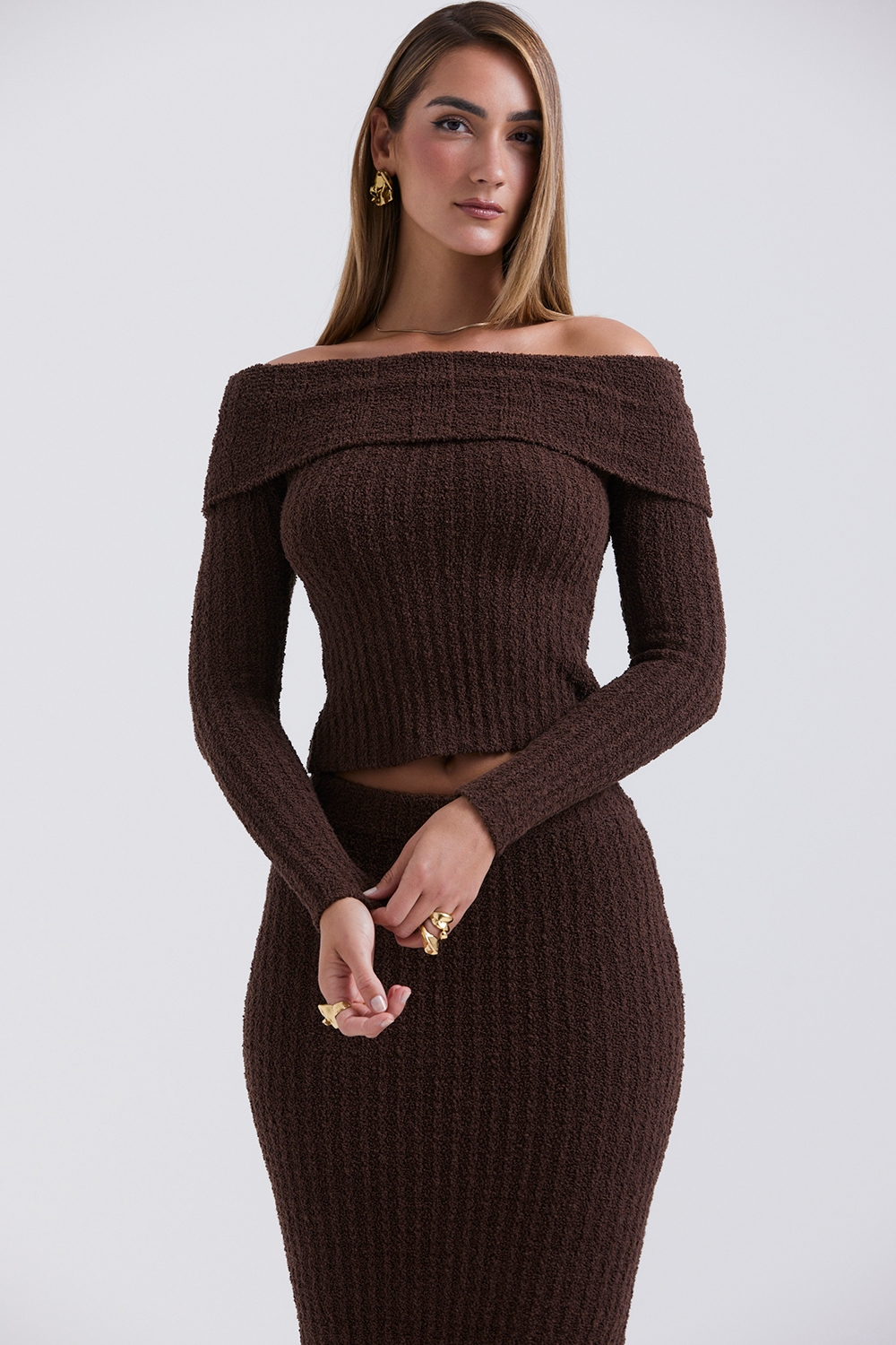 Saffron  Chocolate Soft Boucle Knit Top — image 2