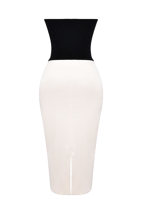 Jaina  Black & Vintage Cream Strapless Corset Dress — image 13