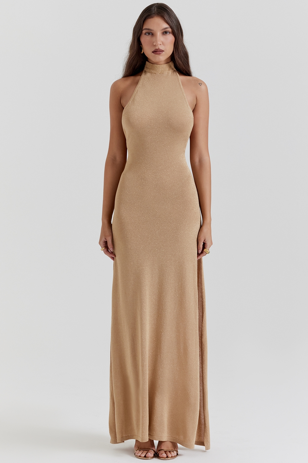 Selia  Gold Knit Maxi Dress — image 5