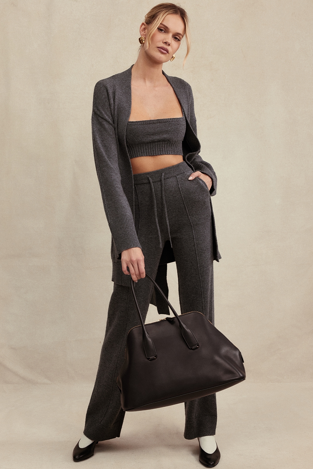 Yalina  Charcoal Cashmere Blend Trousers — image 8