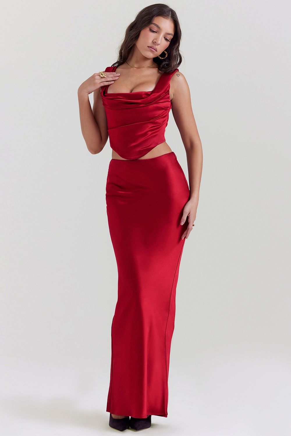 Sydel  Ruby Satin Bias Cut Maxi Skirt — image 5