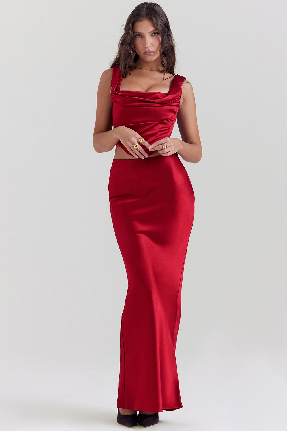 Sydel  Ruby Satin Bias Cut Maxi Skirt — image 3