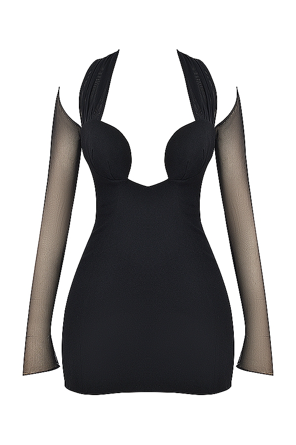 Holly  Black Plunge Mini Dress — image 14
