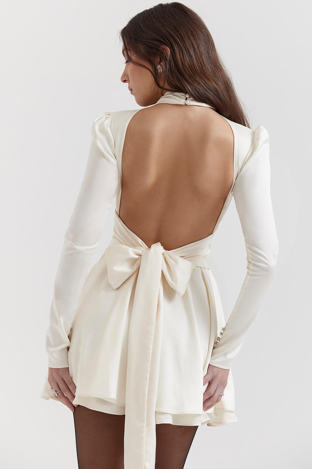 Aryana  Ivory Bow Mini Dress — image 8