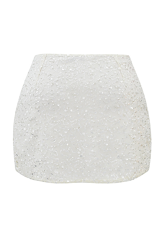 Mistress Rocks Ivory Sequin Beaded Mini Skirt - SALE — image 14