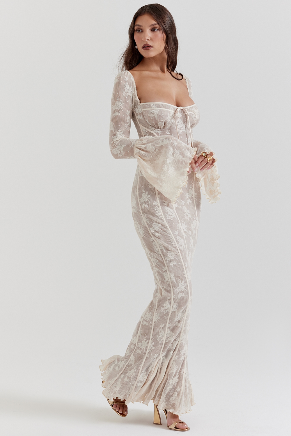 Delilah  Vintage Cream Lace Maxi Dress — image 8