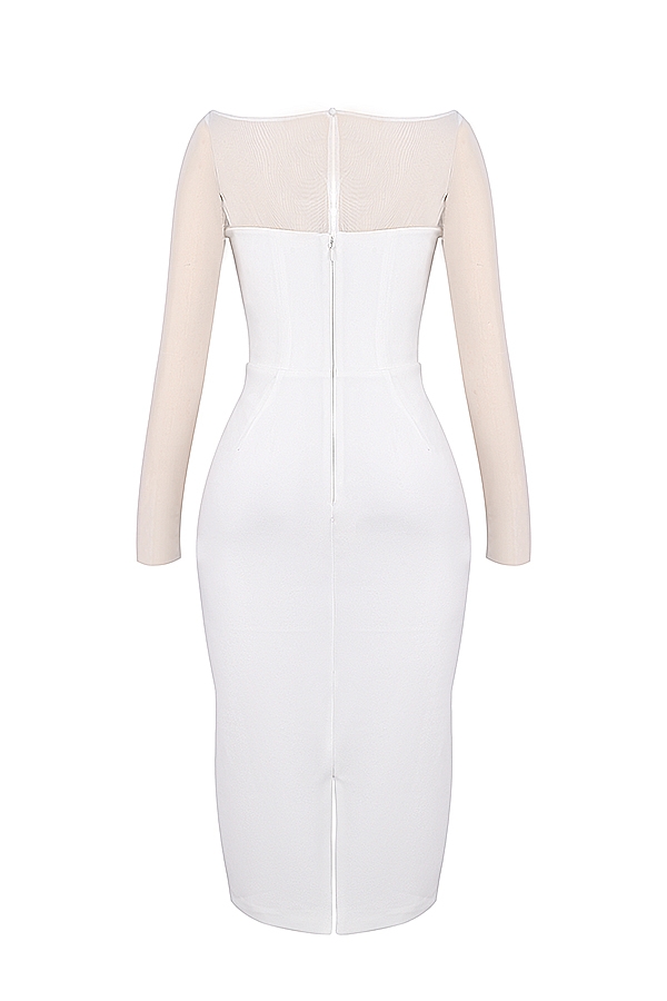 Yasmin  White Plunge Midi Dress — image 14