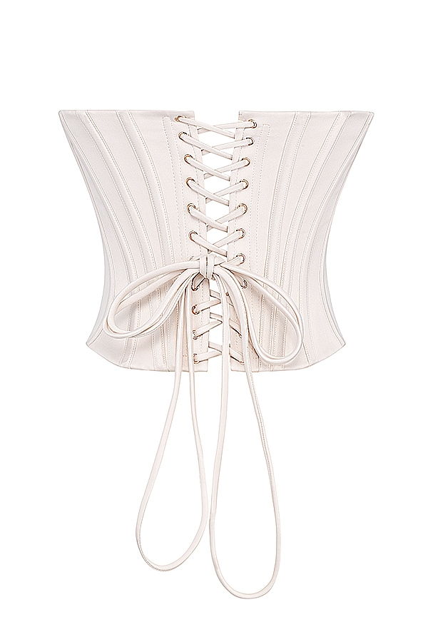 Genevieve  Vintage Cream Lace Back Corset — image 13