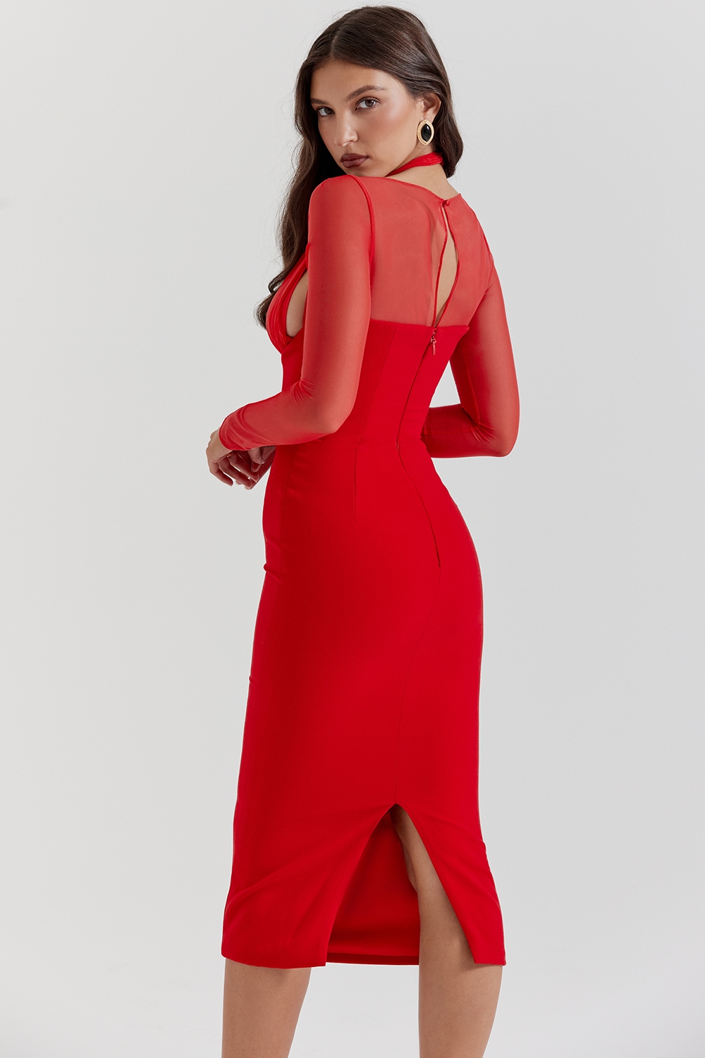 Yasmin  Scarlet Plunge Midi Dress — image 10