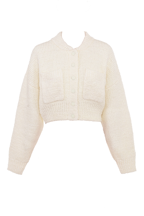 Salilah  Cream Chenille Blend Bomber Jacket — image 10