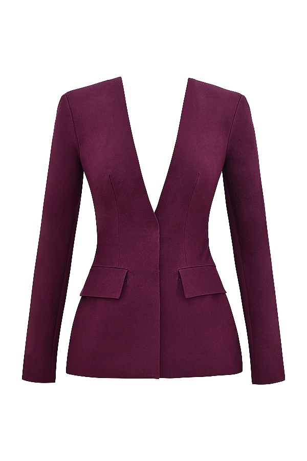 Theodora  Wine Deep V Blazer — image 11