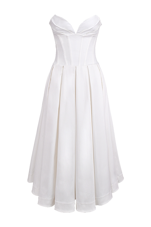 Lady  White Strapless Midi Dress — image 13