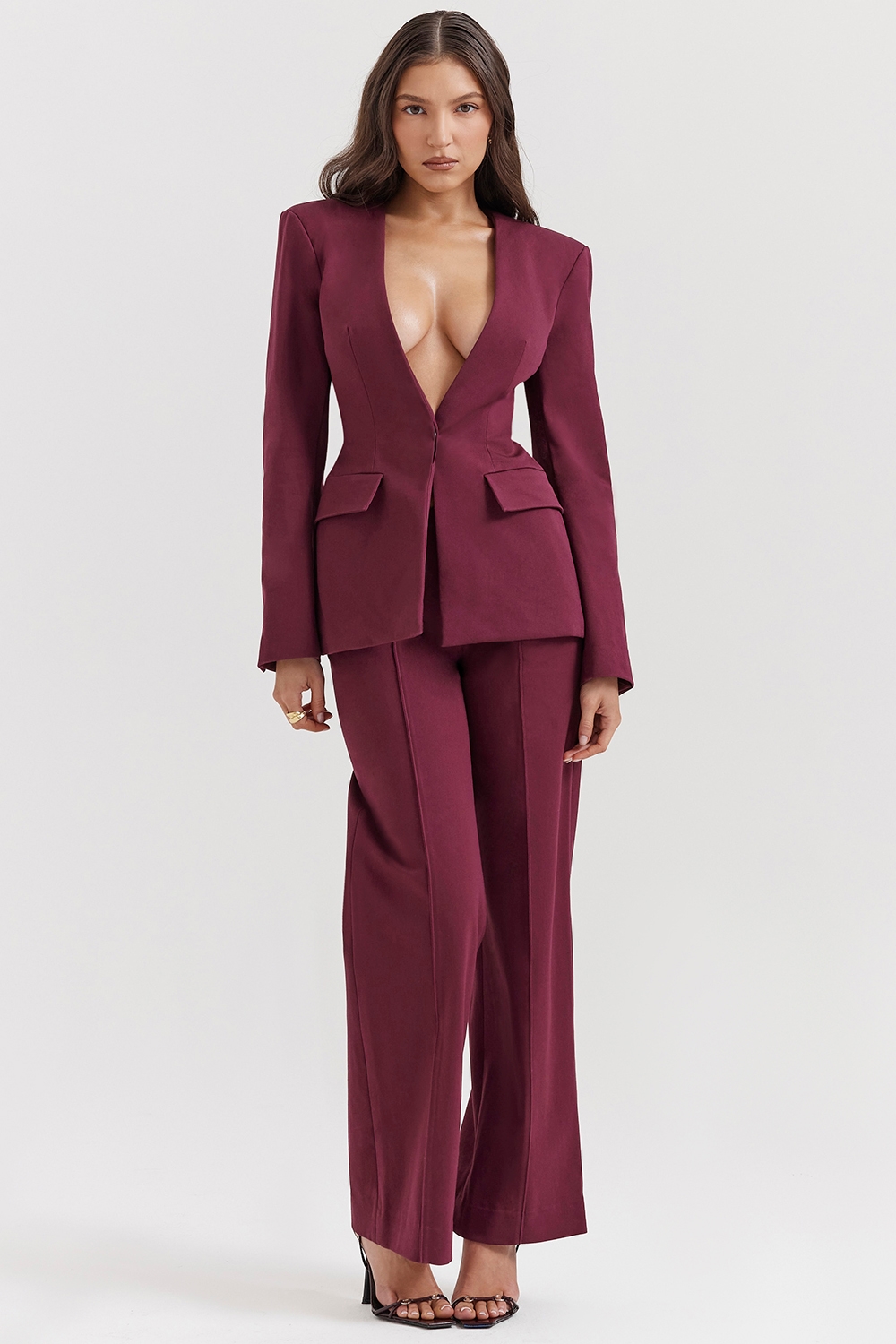 Theodora  Wine Deep V Blazer — image 3