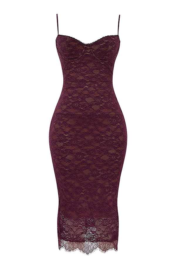 Melina  Mulberry Lace Midi Dress — image 11