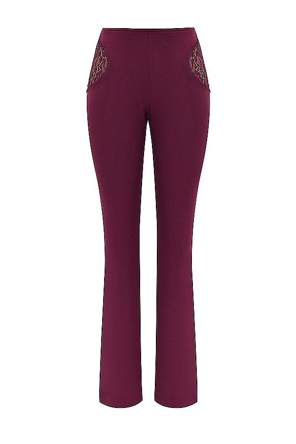 Mistress Rocks Black Cherry Lace Trim Trousers - SALE — image 11