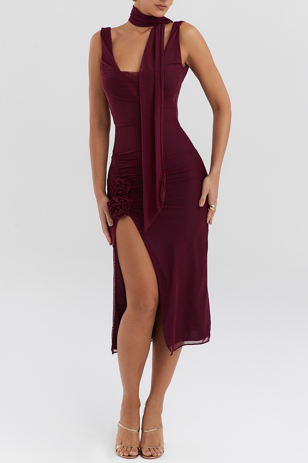 Mistress Rocks Black Cherry Flower Embellished Midi Dress - SALE — image 3