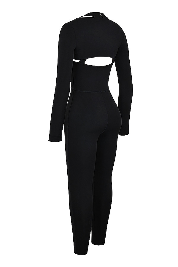 Mistress Rocks Black Lycra Jersey Jumpsuit With Shrug - SALE — image 9